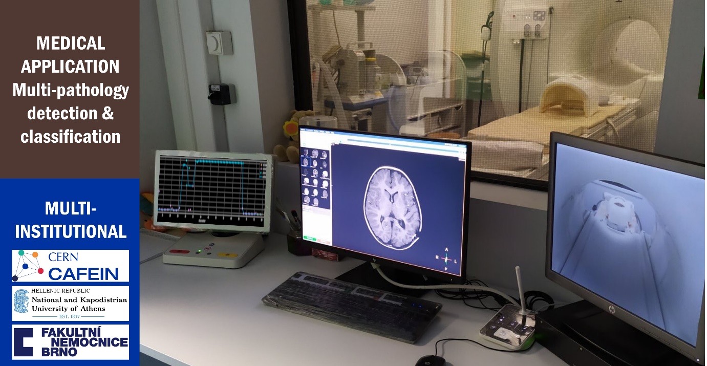 MRI brain images screening application running on the federated learning platform (CERN parameter server in Geneva, the National and Kapodistrian University of Athens Medical School in Greece and the BRNO University Hospital in the Czech Republic)